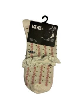 Vans Women's Cream & Pink Floral Half Crew Socks - L/G